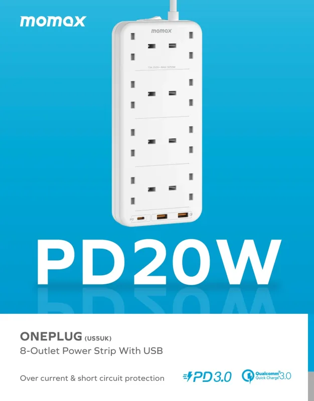 Oneplug 8-Outlet Power Strip With USB