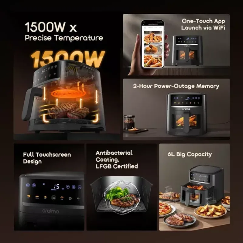 Oraimo NutriFry S1 Ultra 1500W 6L Air Fryer (OAF-521A)