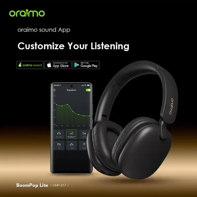Oraimo OHP-317 Headphones with 65-Hour Battery, ENC Calls & Bluetooth 5.3