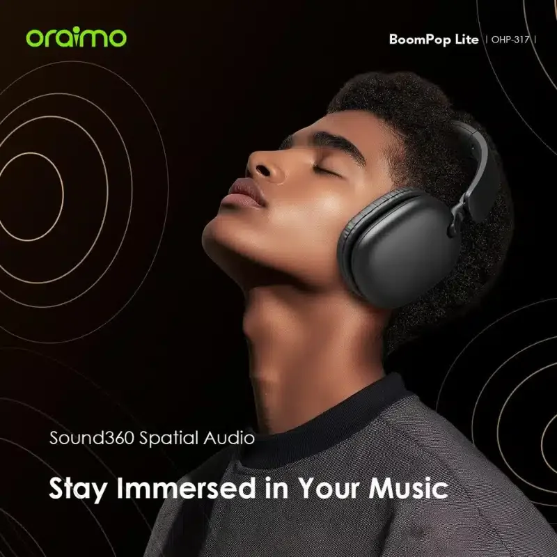 Oraimo OHP-317 Headphones with 65-Hour Battery, ENC Calls & Bluetooth 5.3