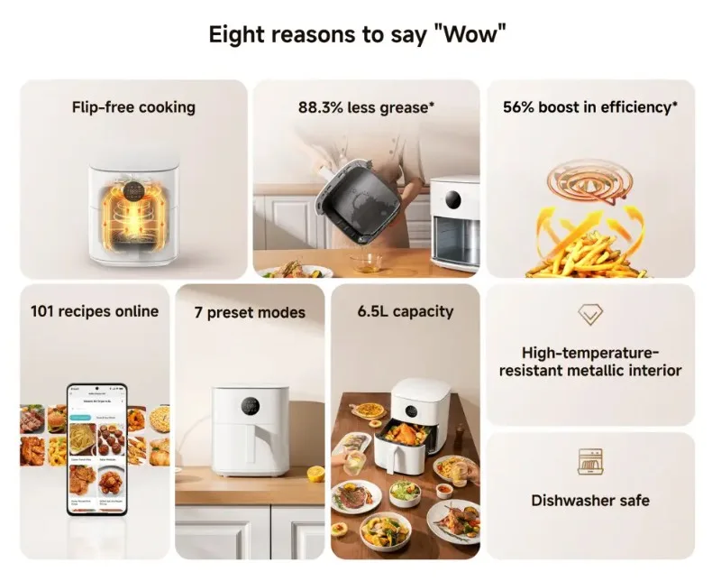 Xiaomi Air Fryer 6.5L Flip-free cooking (MAF-W6501)