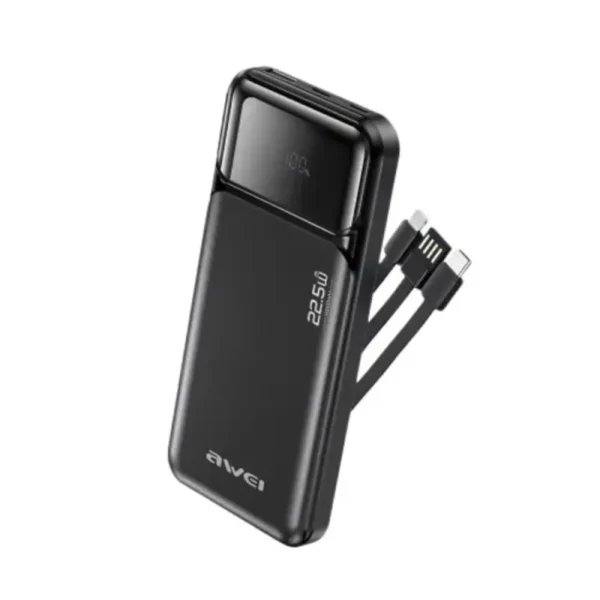 Awei PA-91 10000mAh 22.5W Fast Charging Power Bank with Built-in Cable