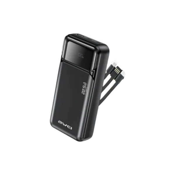 Awei PA-93 20000mAh 22.5W Powerbank with 3 Built-in Cables