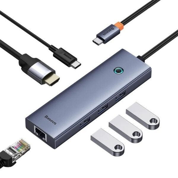 Baseus Type-C Hub 6 Port Multi-Functional Hub UltraJoy Series HDMI4K 30@Hz Rj45 USB 3.0 3X  PD