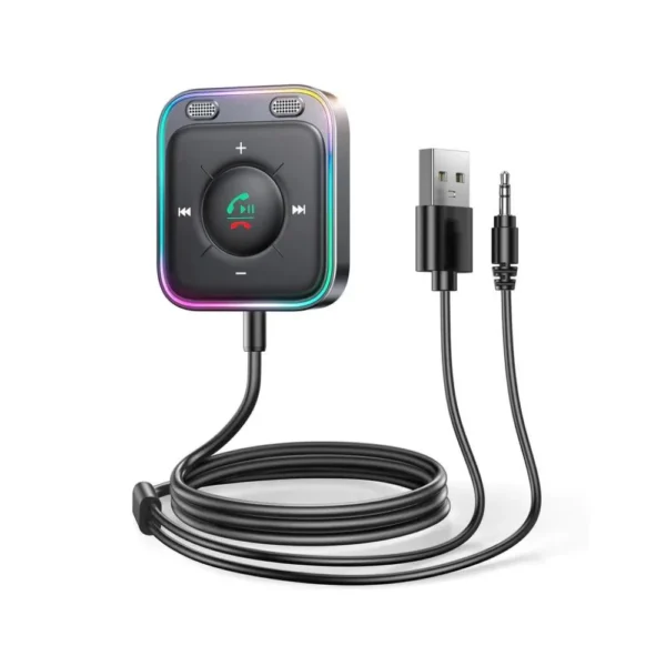 Joyroom JR-CB3 2-in-1 Wireless Transmitter Receiver for Car 3.5mm AUX + USB Bluetooth 5.3 with Powerful Charging
