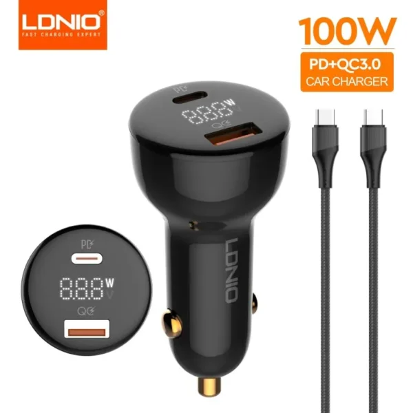 Ldnio C101 100W Dual Port Super Fast Car Charger