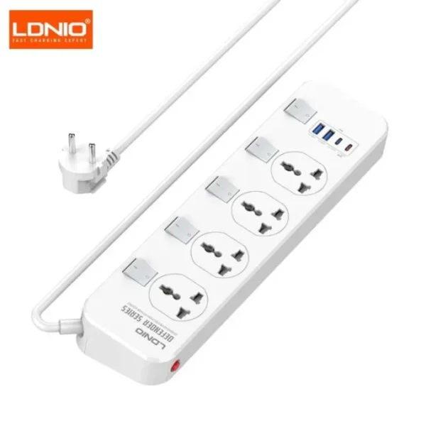 LDNIO SC4408C Extension Power Socket 4AC 4USB Power Strip, Smart Fast-Charging Power for Home & Office
