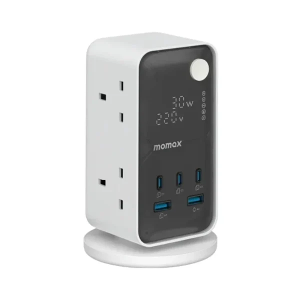 Momax 1-Charge Work Flow 6-Outlet GaN Power Tower 35W with USB Ports – Smart Desk Power Solution