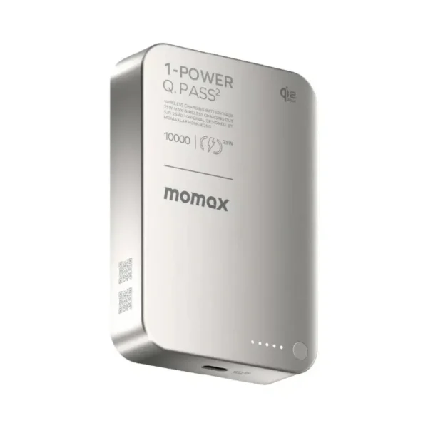 Momax 1-Power Q.Pass² 10000mAh Qi2 25W Magnetic Wireless Battery Pack for Fast Magnetic Charging