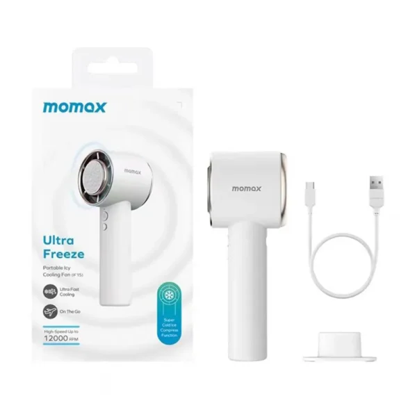 Momax Ultra Freeze Portable Icy Cooling Fan | 12000RPM Rechargeable Desk Fan
