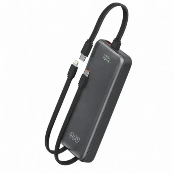QCY Pulse PB10H 10000mAh Portable Power Bank with 3 Built-in Cables, LED Display