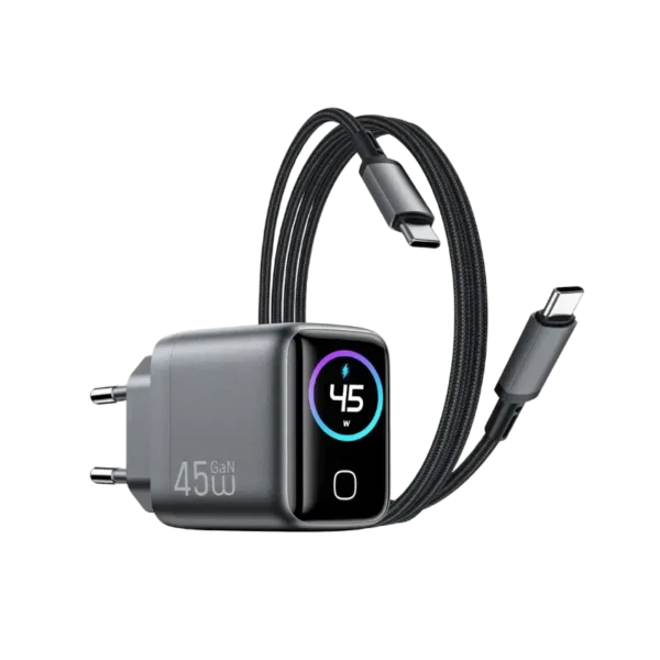 WiWU Voyager 45W PD QC GaN Charger Combo with Powerful Charging and Real-Time Display (CHG500)