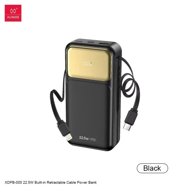 Xundd 22.5W 10000mah/20000mah Power Bank with Built-in Retractable Cable